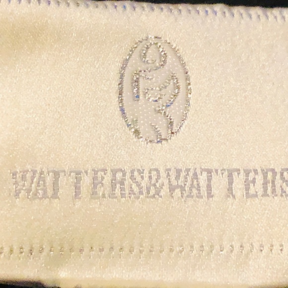 VTG Y2K~Watters & Watters~Black Halter Chiffon Satin Mermaid Evening Formal~8 - Picture 15 of 15